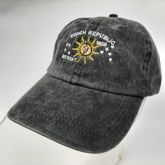 Conch Republic Key West Relaxed Cotton Cap Hat Gray Washed Adjustable - Picture 2 of 4